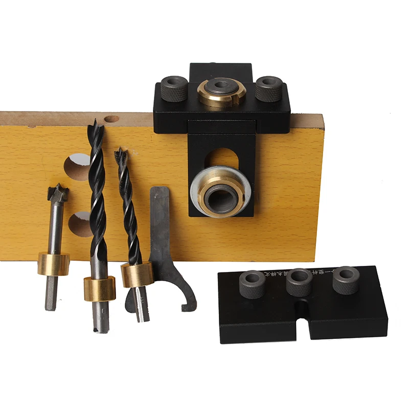 

Woodworking 3 In 1 Dowelling Jig With Positioning Clip Adjustable Drilling Guide Locator With 8/10/15mm Drill For Board Splicing