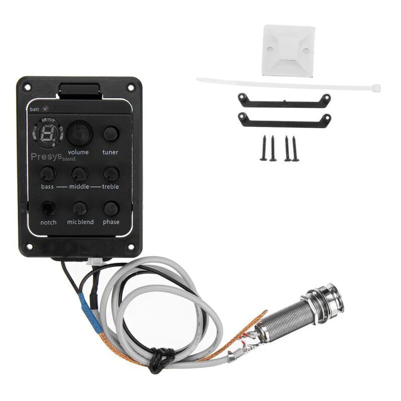 4-полосный 301 гитарный Пикап EQ тюнер пьезосмеситель акустический ЖК-тюнер пикап