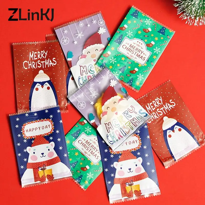 

100 шт./набор, пакеты для печенья «Санта-Клаус»