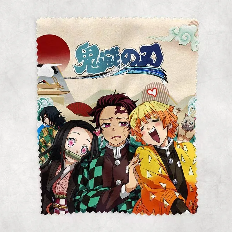 Фото Demon Slayer Kamado Tanjirou Nezuko Agatsuma Zenitsu аниме мультяшный узор чистящая ткань креативная студенческая салфетка для очков №4