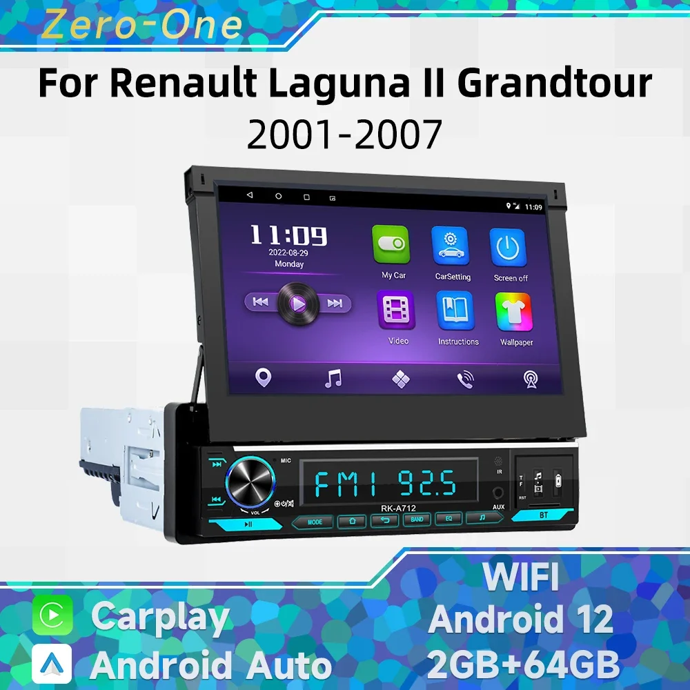 1 Din 7 &quotвыдвижной экран Carplay Android автомобильное мультимедийное радио для Renault Laguna