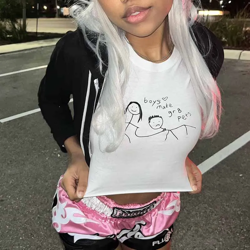 

Женский пуловер с круглым вырезом и принтом, Повседневная футболка с коротким рукавом и пупком, женская одежда, Новинка лета 2022