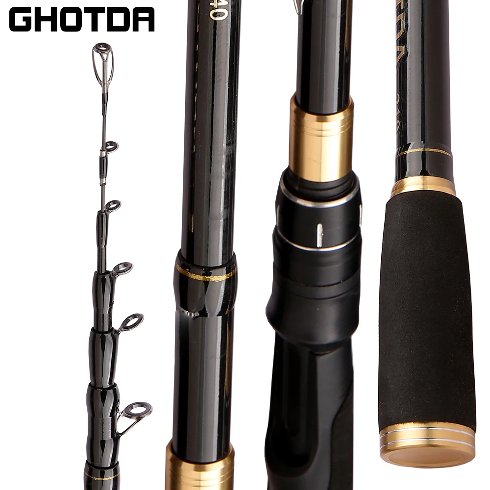 

1.6M-2.4M Carbon Rock Fishing Rod Ultra-light Spinning Casting Pole Lure Telescopic Sea Fishing Tackle Saltwater