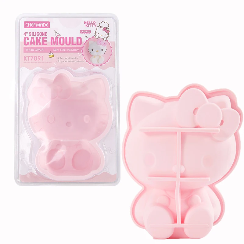 4 Inch 3D Hellokitty Silicone Pudding Mousse Cake Steamed Anime Cartoon Household Ice Cream Mold Accessories Christmas Gift Toy