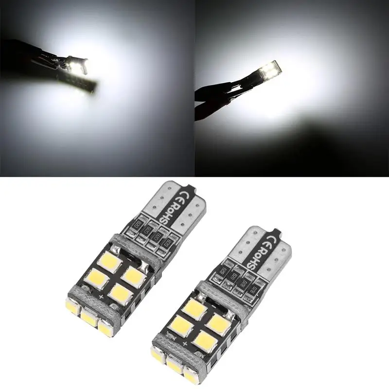 

2pcs T10 Canbus LED Bulb No Error 2835 11-SMD Wedge Bulb Car Interior Map Reading Clearance Lights White 12V