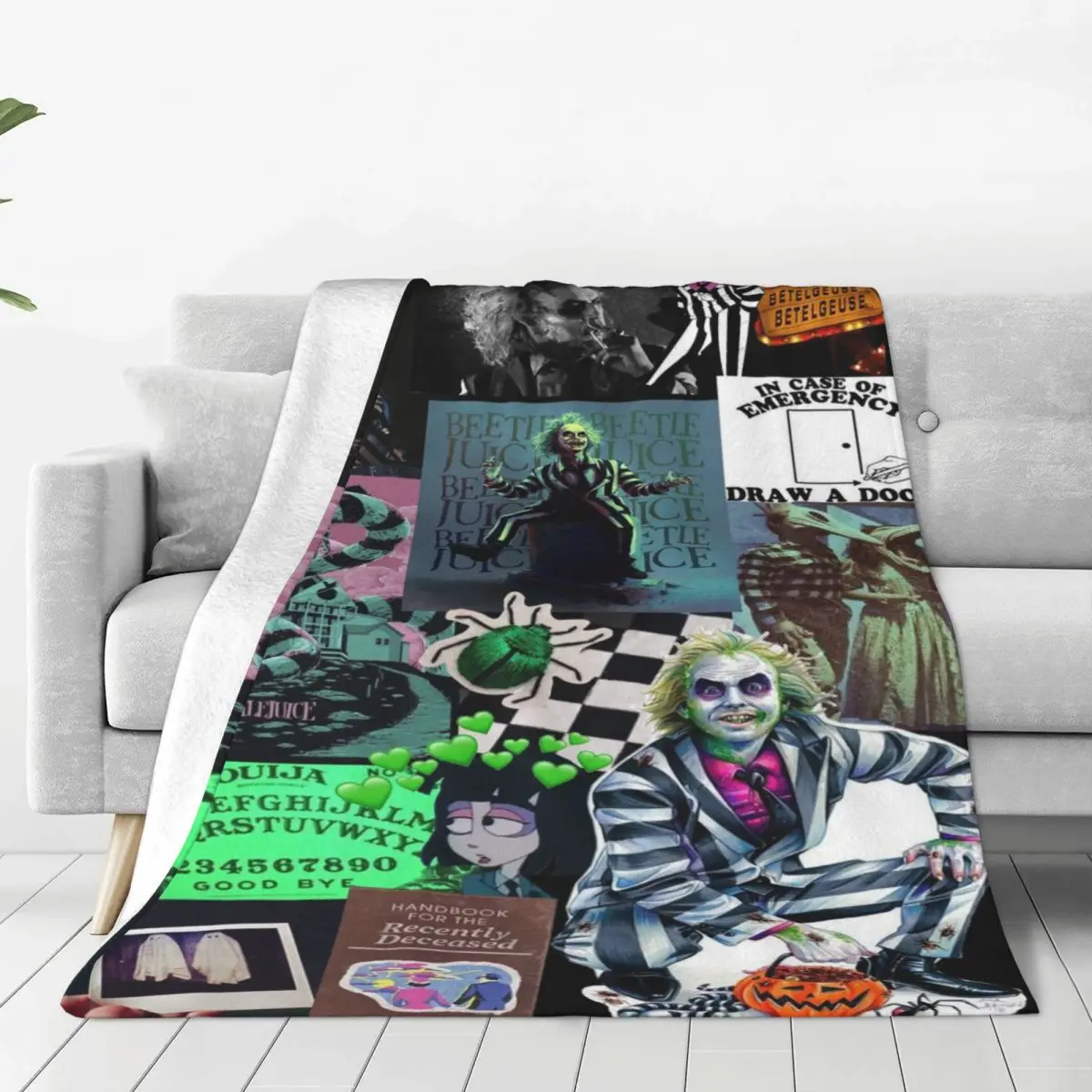 

Beetlejuice Horror Movie Blanket Flannel Winter Portable Lightweight Thin Throw Blanket for Bed Bedroom Plush Thin Quilt