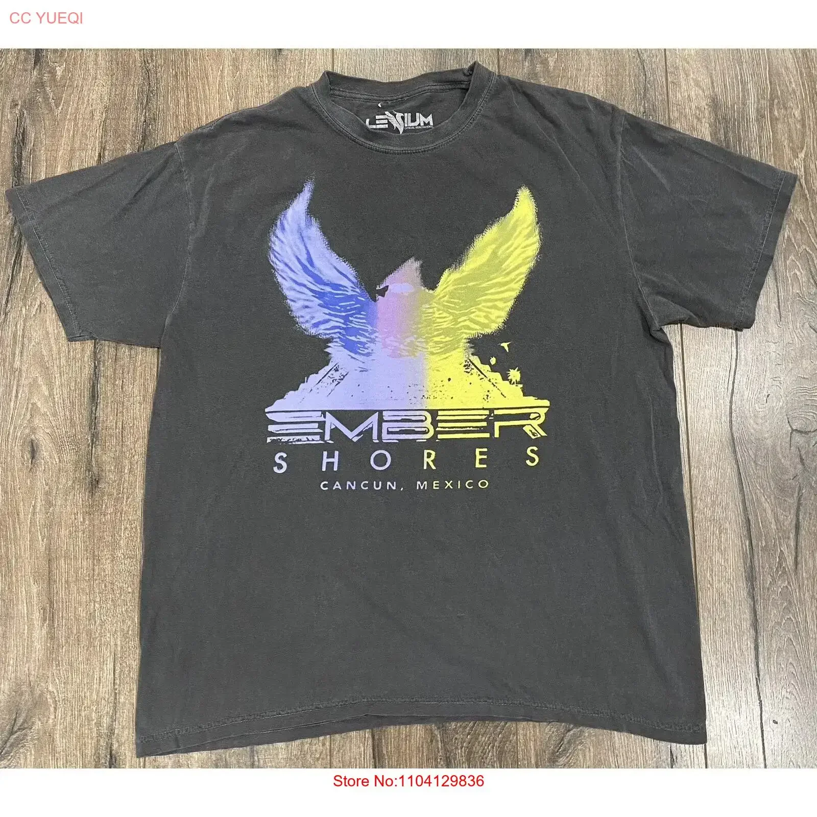 Фото Футболка 2022 Illenium Ember Shores Cancun Mexico Concert EDM Festival XL, винтажная, с эффектом потертости, дизайнерская одежда, графический принт, уличный стиль №1