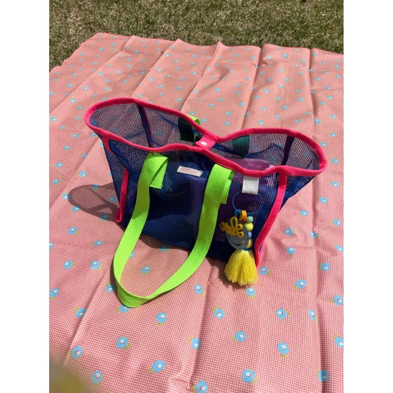 Toy Beach Bag Korean Portable Mesh Beach Bag Leaking Bath Bag Bath Pocket Large Capacity Travel Swimming Storage Bag Toy Basket