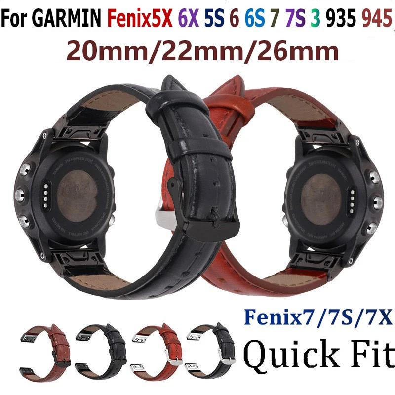 Быстросъемный ремешок для наручных часов Garmin Fenix 6 6X 6S 7 7X 7S кожаный браслет с