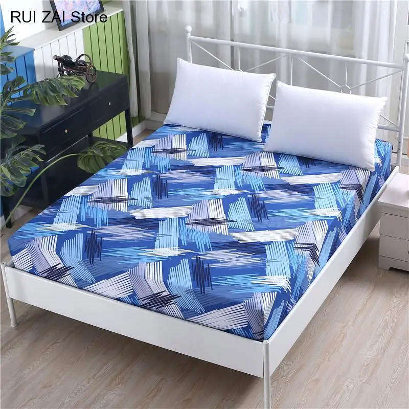 New 100% Polyester Fitted Sheet Plant Printing Mattress Cover Sheet Four Corners with Elastic Band Bed Sheet