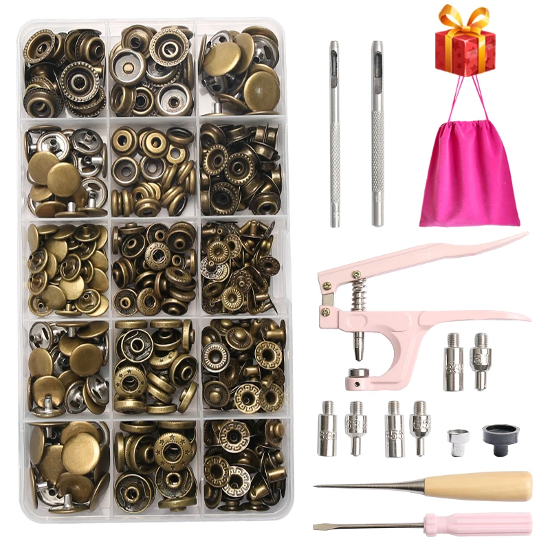 

Metal Snap Fasteners Button Kits Fastener Snap Installation Pliers Sewing Accessories For Clothing Jacket Leather Craft
