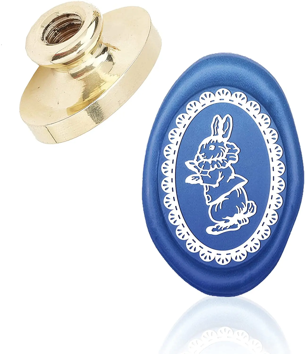 

Wax Seal Head Rabbit Wax Seal Stamp Head Oval Sealing Wax Heads Only No Handle Replacement Brass Head for Envelopes Cards