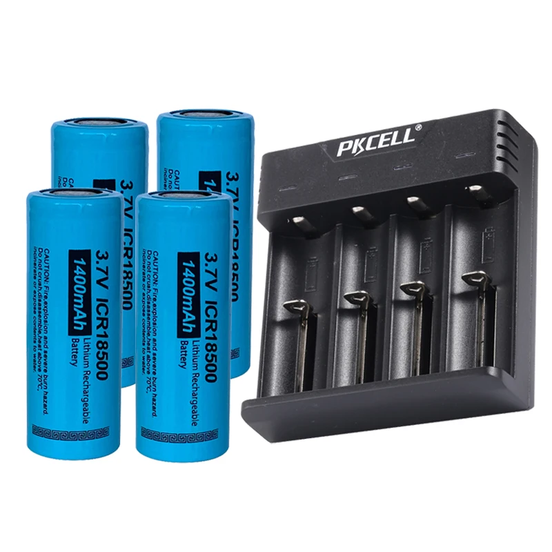

PKCELL ICR18500 3,7 в литий-ионная аккумуляторная батарея 18500 1400 мАч фонарь светодиодных фонарей с универсальным USB-зарядным устройством для литий-и...