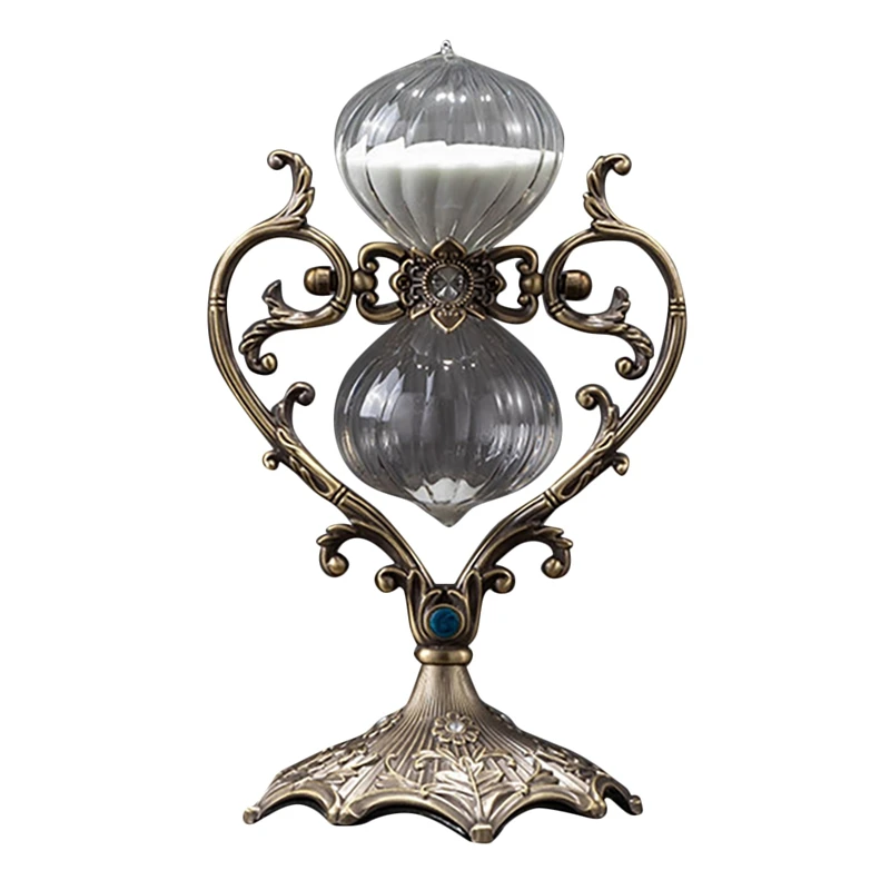 

Nordic Creative Vintage Glass Hourglass Timer 60 Minutes Zinc Alloy Craftwork Cabinet Decoration Miniature Model
