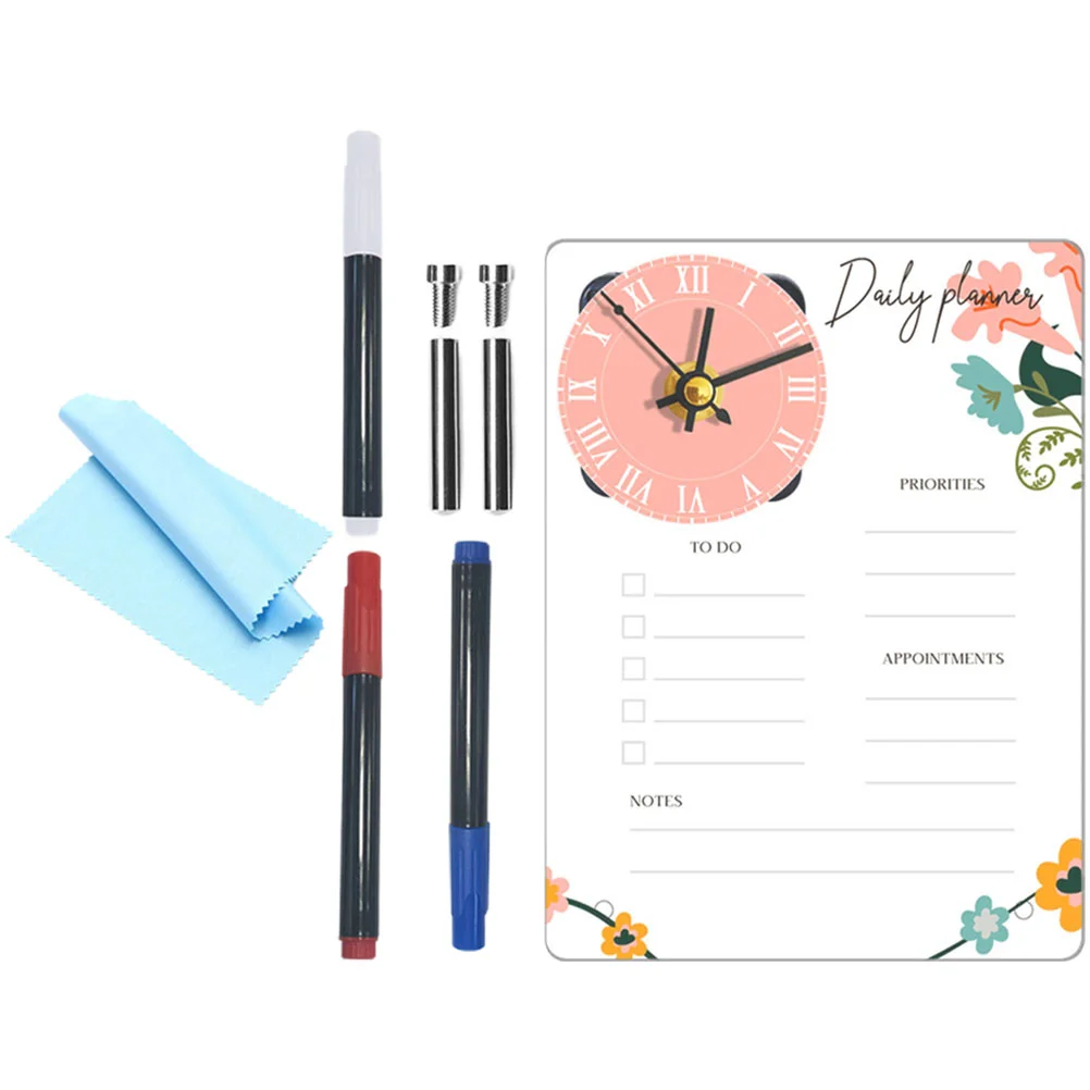 

Tabletop Writable Board Standing Whiteboard Dry Erase Clock Desktop Planner Memo Acrylic Erasable Note Office Wall