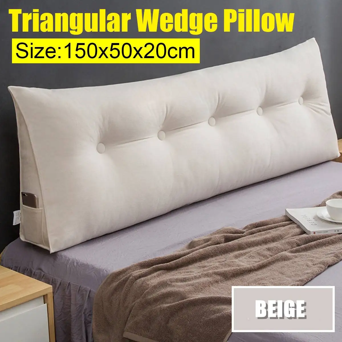 

Headboard Pillow Triangle Cushion Reading Large Bolster Backrest Positioning Support Body Wedge Sleeping Pillow for Bed Headboar