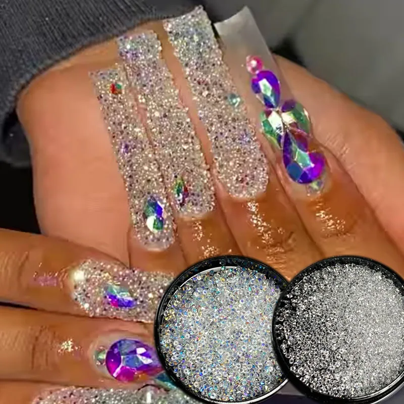 

1440pcs 1.2mm Caviar Crystal Pixie 3D Nail Art Micro Zircon Mini Rhinestones Glitter Charm DIY