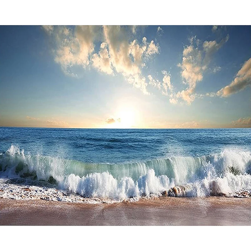 

GATYZTORY DIY Diamond Painting Seaside Cross Stitch Diamond Embroidery Wave Mosaic Kits Landscape Handicraft Home Decor Wall Art