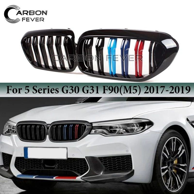 Gloss Black front Hoop Kidney Grille Racing Grill for BMW G30 G31 5 Series Sedan Wagon & F90 M5 2017 2018 2019 Pre-LCI ABS