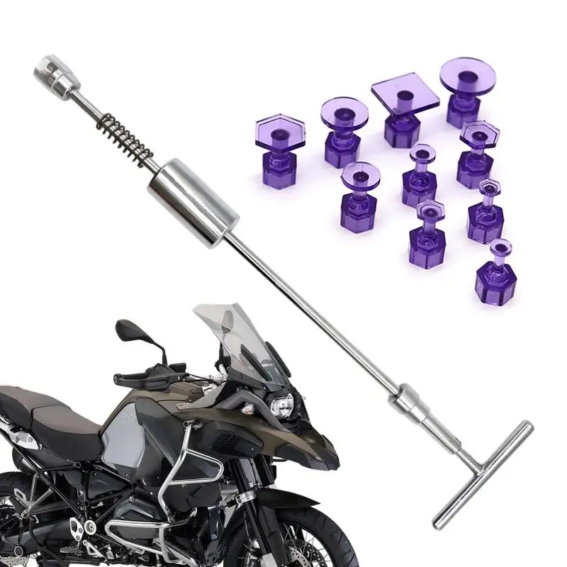 

Автомобильный вытягиватель для вмятин, профессиональные инструменты для вытягивания вмятин, Т-образный вытягиватель вмятин с 10 насадками, стальной мощный инструмент для вмятин, мощный вытягиватель вмятин