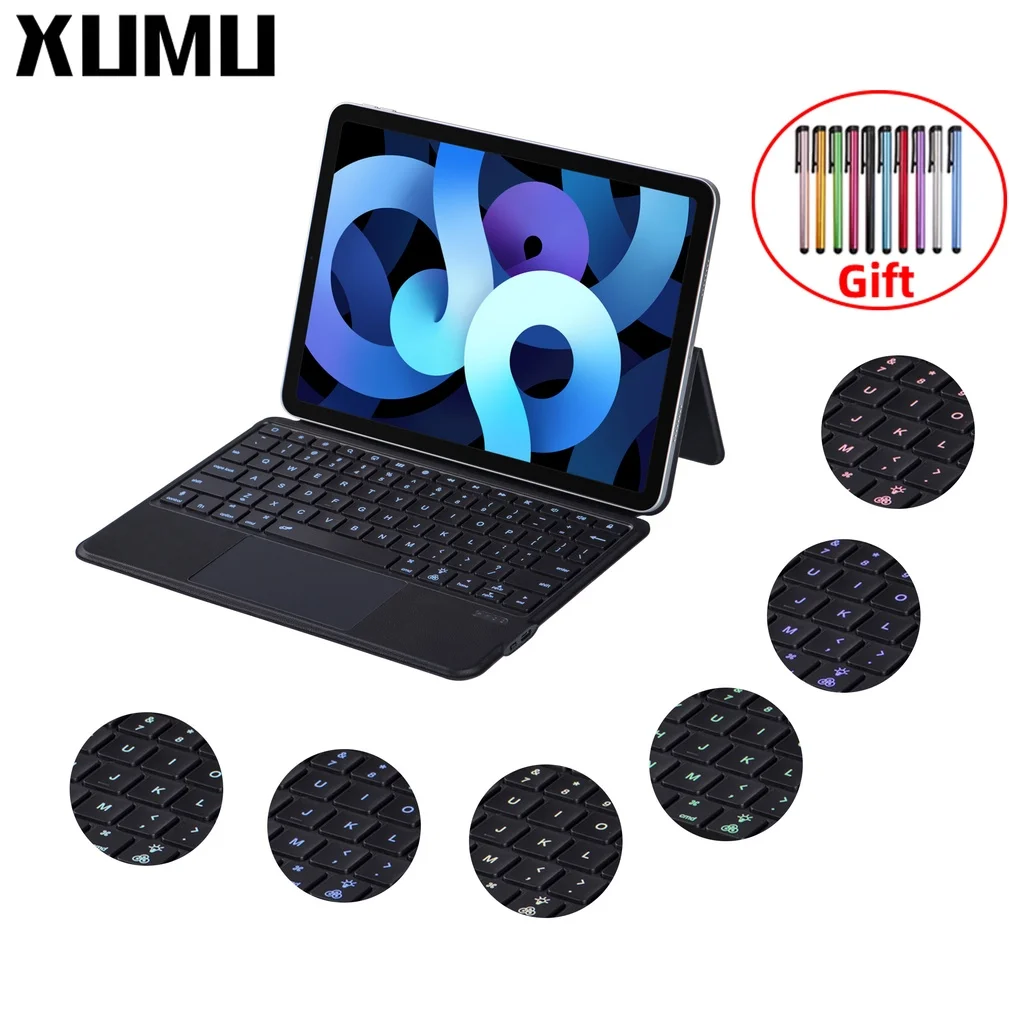 

Xumu Magnetic LED Backlit Trackpad Keyboard Case For iPad Pro 11 2022 2020 2018 2021 Air4 Air5 10.9 inch Vertical Holder Cover