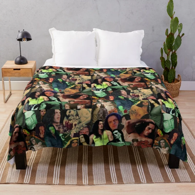 

Type O Negative: Peter Steele Dark Goth Collage Edit II Throw Blanket Soft Plush Plaid