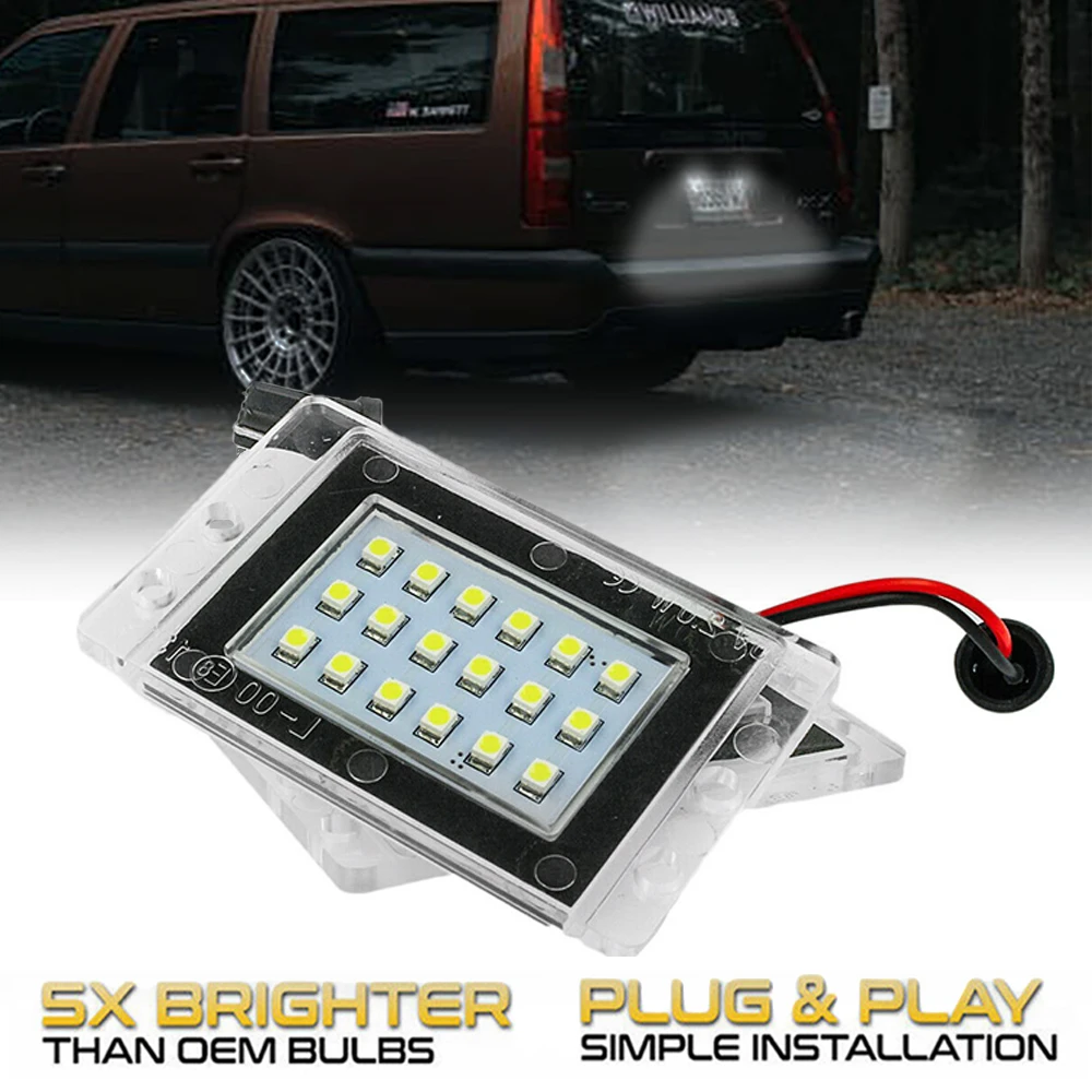

1 Pair For Volvo V70 1997-2000 For Volvo 850 855 1991-19967 High Brightness White LED License Plate Light Number Plate Lamp