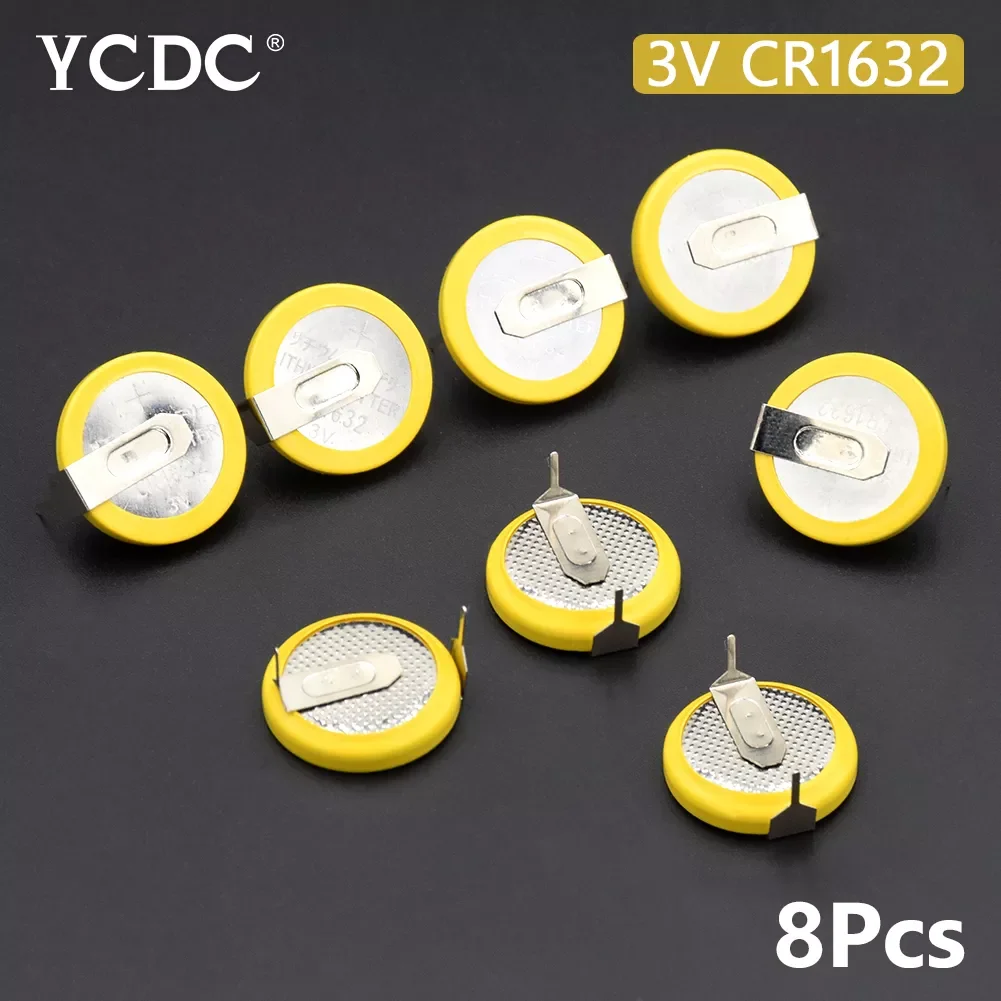 

8Pcs/lot CR1632 Battery 2 Soldering Pins 3V Coin Cell For Motherboard Calculator SMALL ELECTRONICS