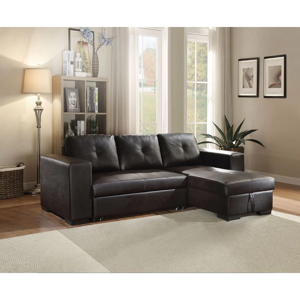 

Lloyd Sectional Sofa w/Sleeper in Black PU 53345