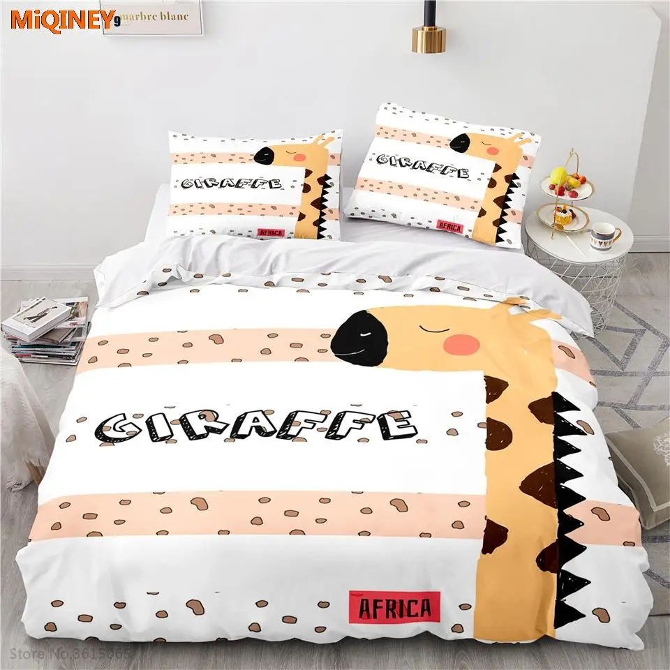 

Комплект постельного белья MiQINEY с милым мультяшным жирафом, наборы с 3d пододеяльником и покрывалом, детское постельное белье для мальчиков ...
