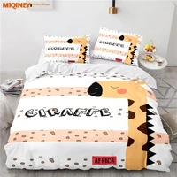 miqiney cute cartoon giraffe printed bedding set 3d duvet cover sets children boys girls bedclothes twin full queen king size