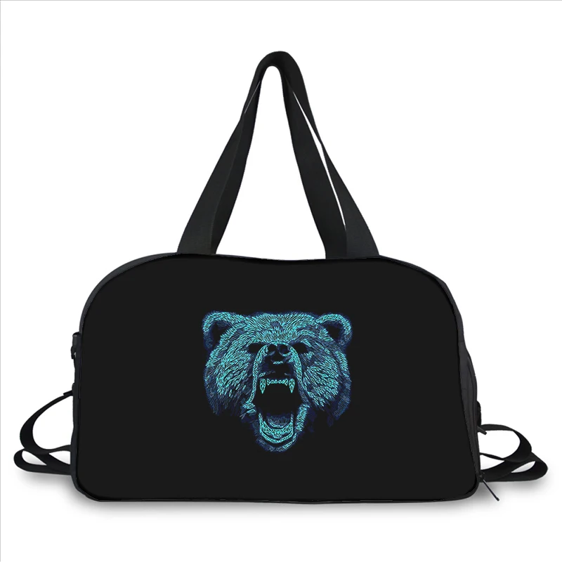 ferocious personality Bear 3D printing fashion trend portable large capacity multi function messenger bag travel bag