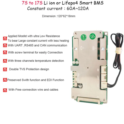 LiRooter 13s 54.6V Smart Bluetooth BMS 30A 40A 60A