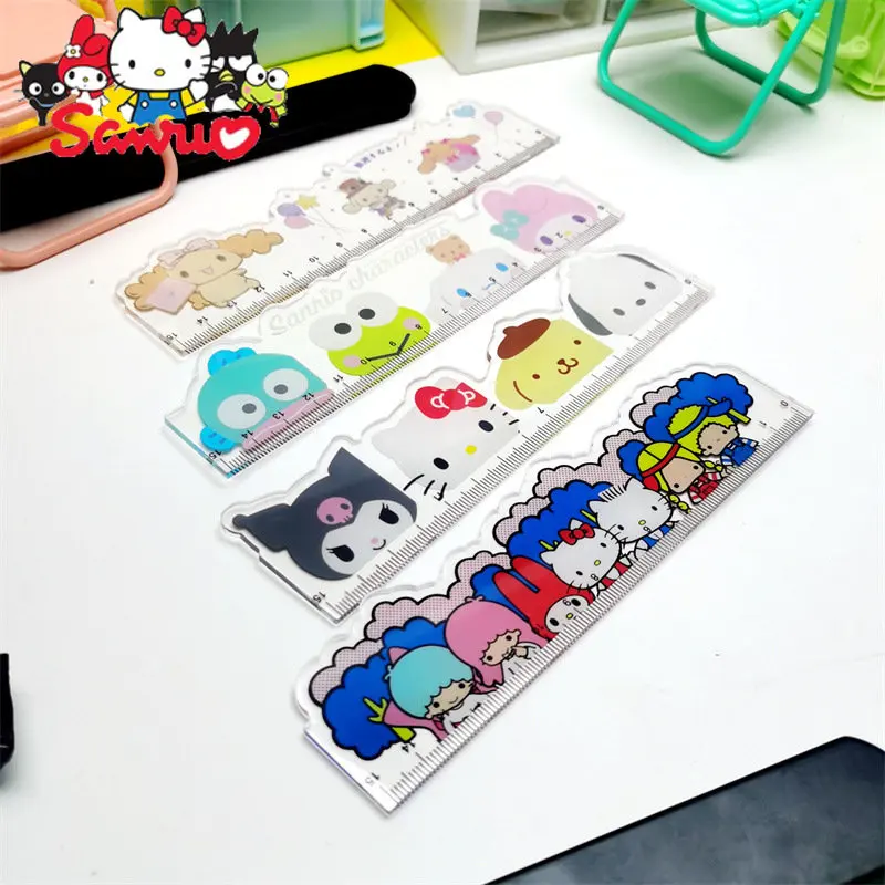 

Sanrio Melody Kuromi Hello Kitty Cinnamoroll Transparent Acrylic Ruler Star Kirby Ruler Student School Supplies For Kids 15cm