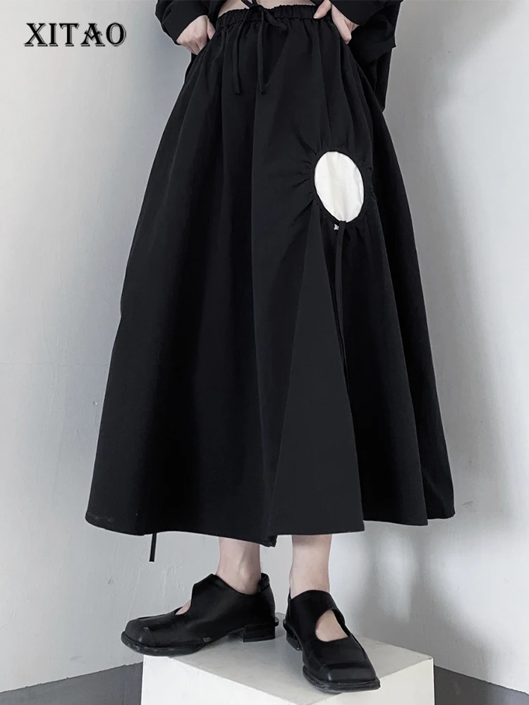 

XITAO Patchwork Skirt Women Korea 2022 Summer New Arrival Personality Fashion Loose All Match Elastic Waist Skirt WMD5902