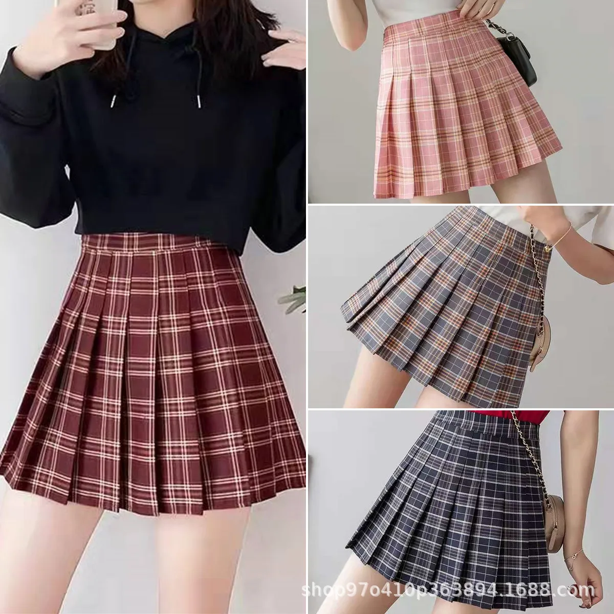 

Pleated Skirt Women's Skirt 2022 New High Waist Thin A-line Short Skirt Large Size Japanese JK Plaid Skirt Summer Y2k Skirt