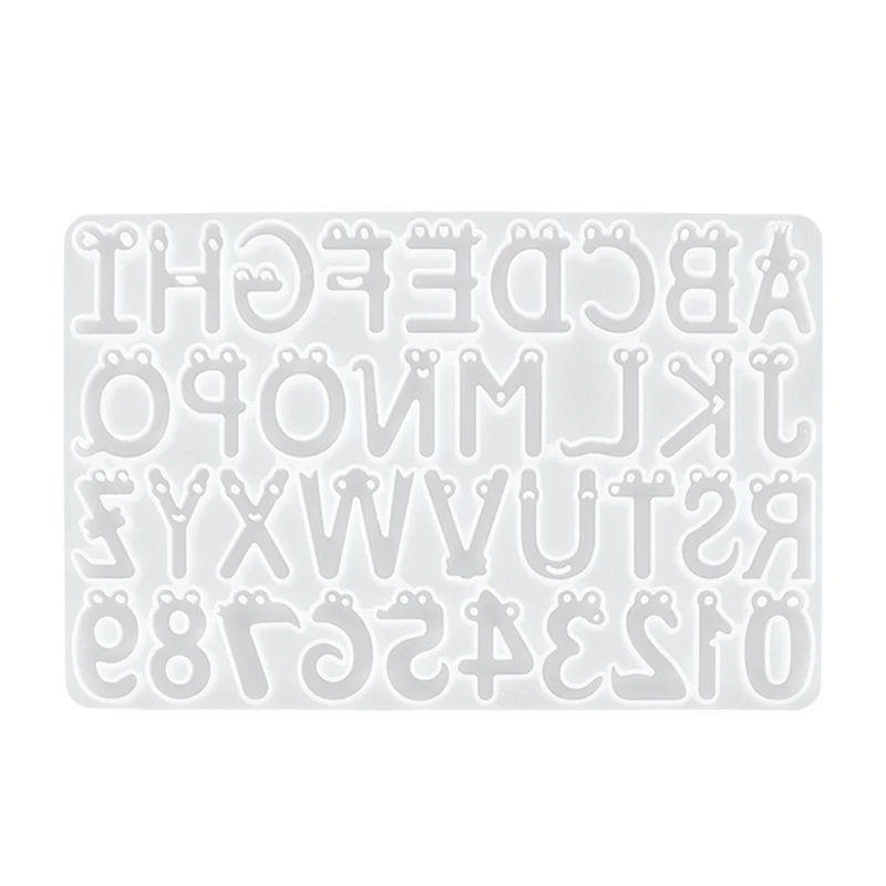 

E0BF Cartoon Face Crystal Epoxy Resin Mold English Letters Number Pendant Casting Silicone Mould DIY Crafts