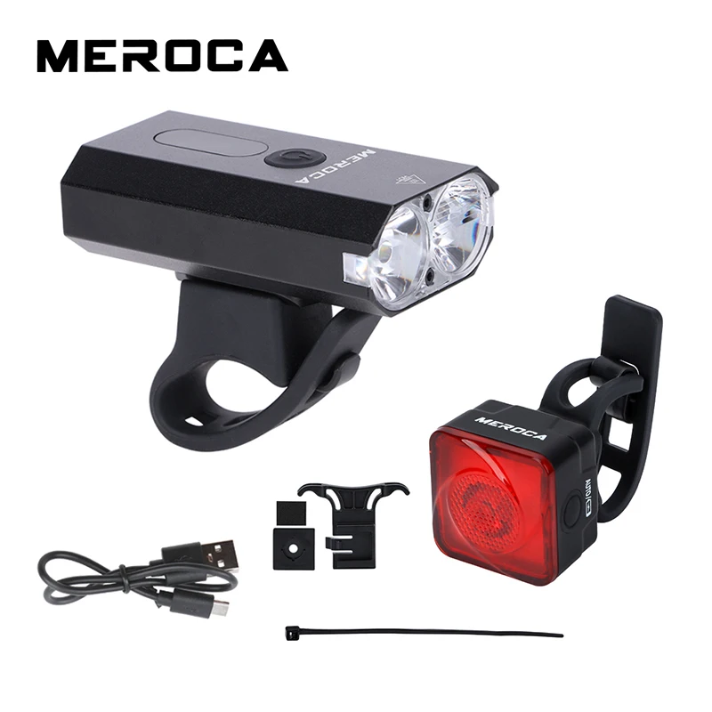 

MEROCA Cycling Front Light Bike Rear Light Waterproof Usb Rechargeable Road Mountain Bike Light Smart Riding Equipment