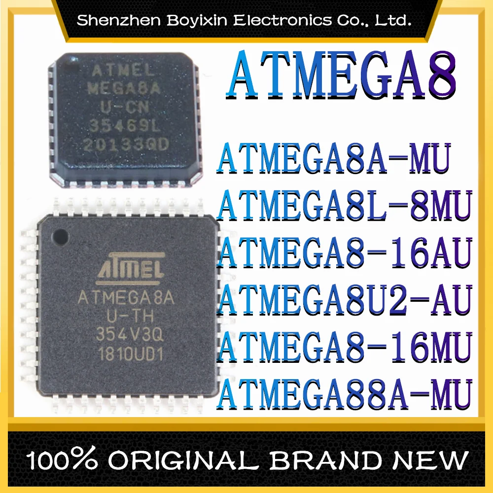 ATMEGA8A-MU ATMEGA8L-8MU ATMEGA8-16AU ATMEGA8U2-AU ATMEGA8-16MU ATMEGA88A-MU Microcontroller (MCU/MPU/SOC) IC Chip