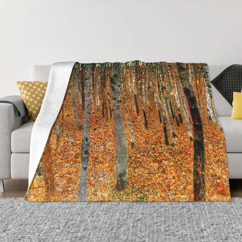 

Beech Forest By Gustav Klimt Blanket Soft Flannel Fleece Warm Painting Art Throw Blankets for Home Bedroom Couch Bedspreads