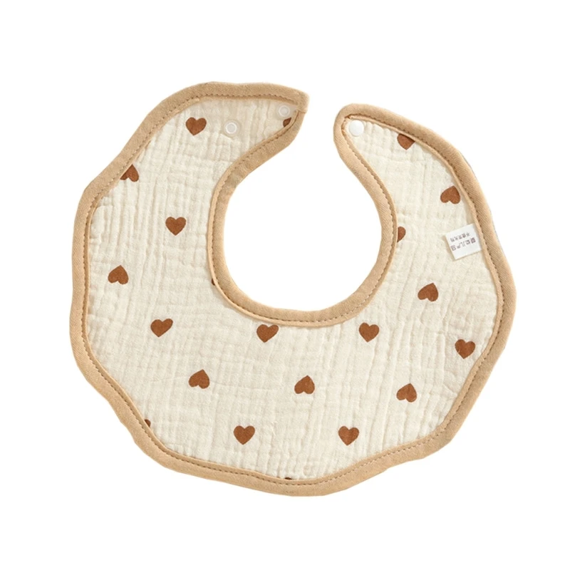 

L21F Round Bibs Cotton Burp Cloths Bandana Neck Towel Drooling Bibs Baby Teething Bib