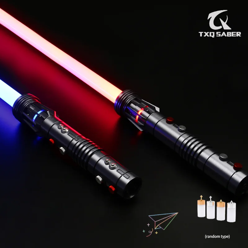 TXQSABER Darth Maul Double NeoPixel Blade Saber Metal Hilt Heavy Dueling  Hanlde Lightsaber Smooth Swing Force Laser Sword Gifts