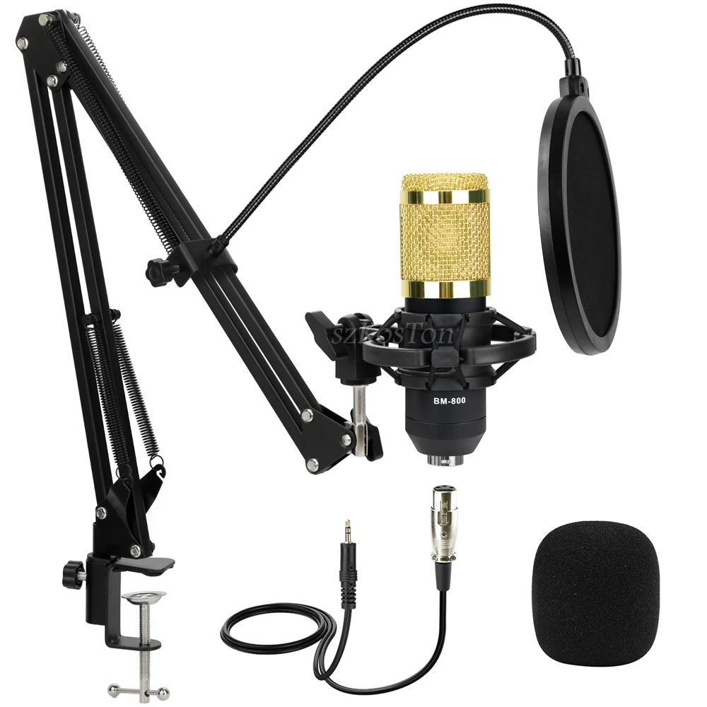 

BM 800 Profession Condenser Microphone Studio Kits Sound Card Phantom Power bm800 Microphone for PC Computer Karaoke Recording