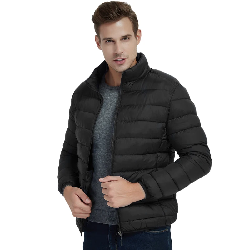 New Lightweight Cotton Padded Coat for Men Winter Thermal Stand Collar Slim Fit Light Jacket Fashion Casual Warm Overcoat Homme