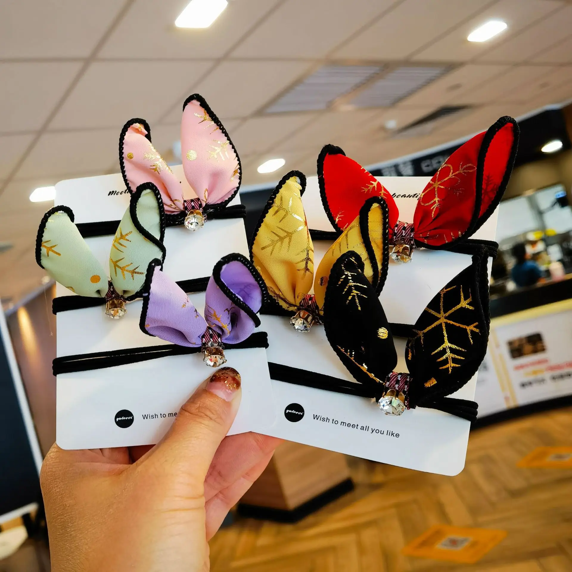 

Summer Hot Selling Fashion Snow Printing Chiffon Bowknot Hair Band for Girls Student Hair Rope Hair Ornament High Elastic Gifts