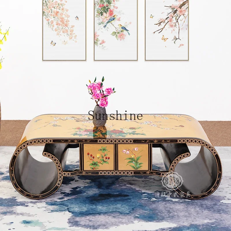 Новый китайский роскошный антикварный объемный стол из цельного дерева простой