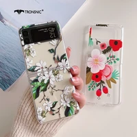 cute colorful flower phone case for samsung galaxy z flip 3 5g hard pc bumper protection summer green leaf luxury girl cover hot