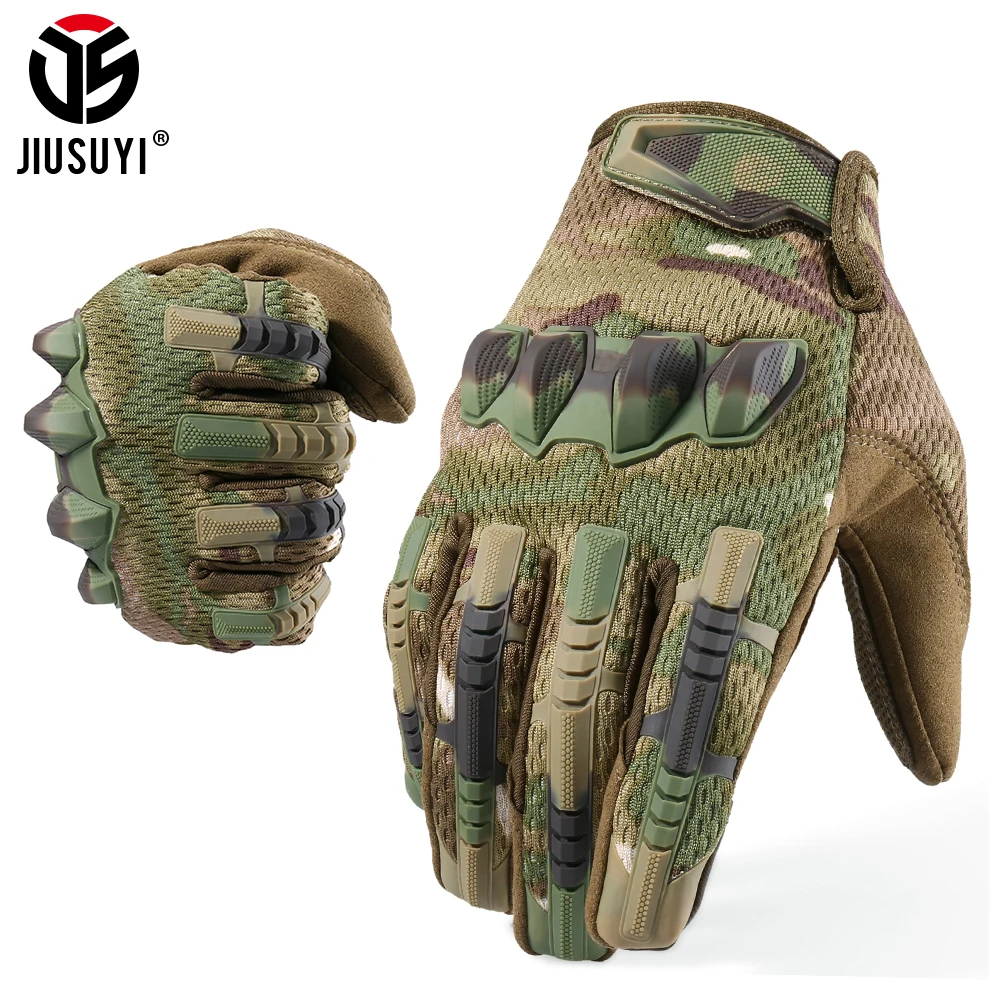 Multicam Tactical Military Full Finger Gloves Army Paintball Airsoft Combat Touch Screen Rubber Protective Glove Men Women New