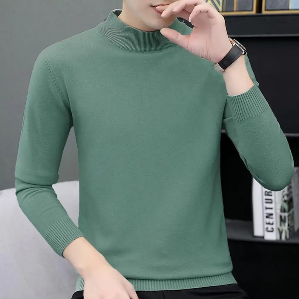 

Men Base Sweater Fine Touch Knitwear Keep Warm Coldproof Pure Color Bottoming Shirt Knitted Bottoming Shirt for Outdoor