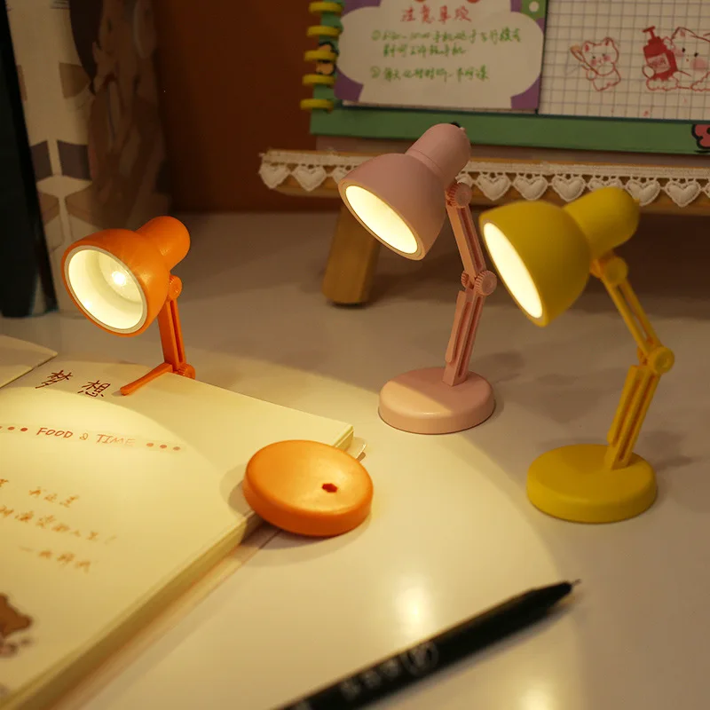 Foldable LED Mini Desk Lamp Dollhouse Miniature Accessories Cute Fridge Magnets Decor Petal Night Light Room Table Ornament